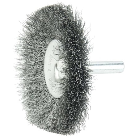 Weiler 2-1/2" Wire Wheel, .006" Steel Fill, 1/4" Stem 17909